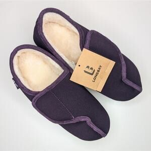 Longbay slippers purple adjustable faux Sherpa lined women's size 9